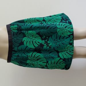 Banana Republic Monstera plant skirt navy green